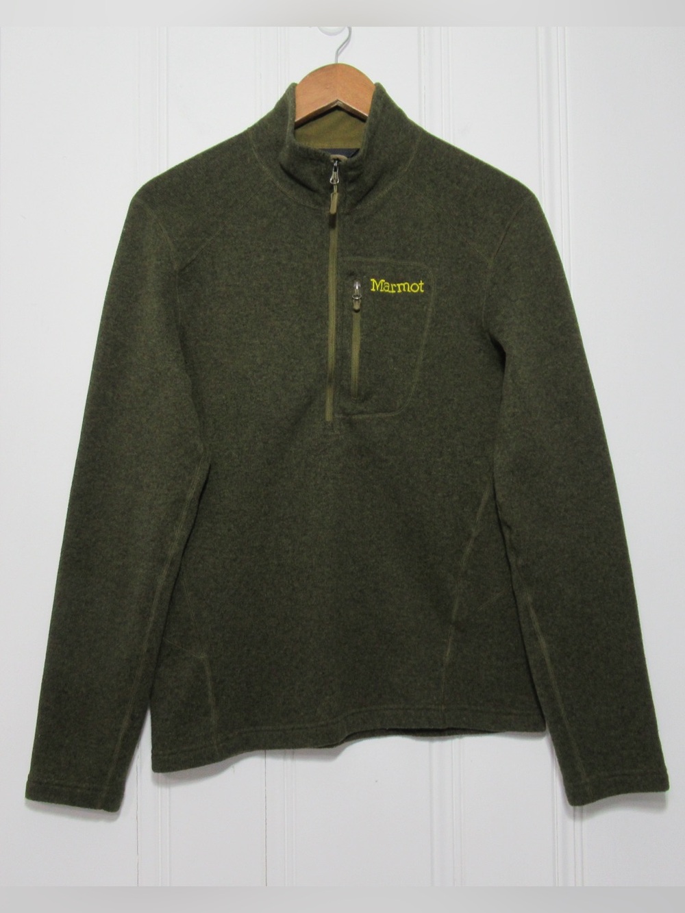 Marmot Men's Dark Green Quarter Zip Pullover Sweater Size Medium